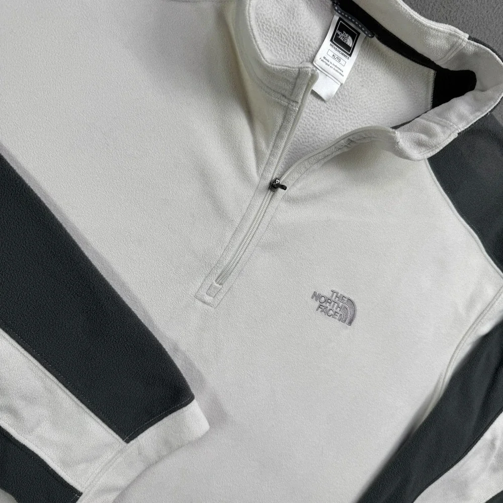 The North Face Fleece Pullover Mens XL White TKA 100 Quarter‎ Zip Hiking Layer